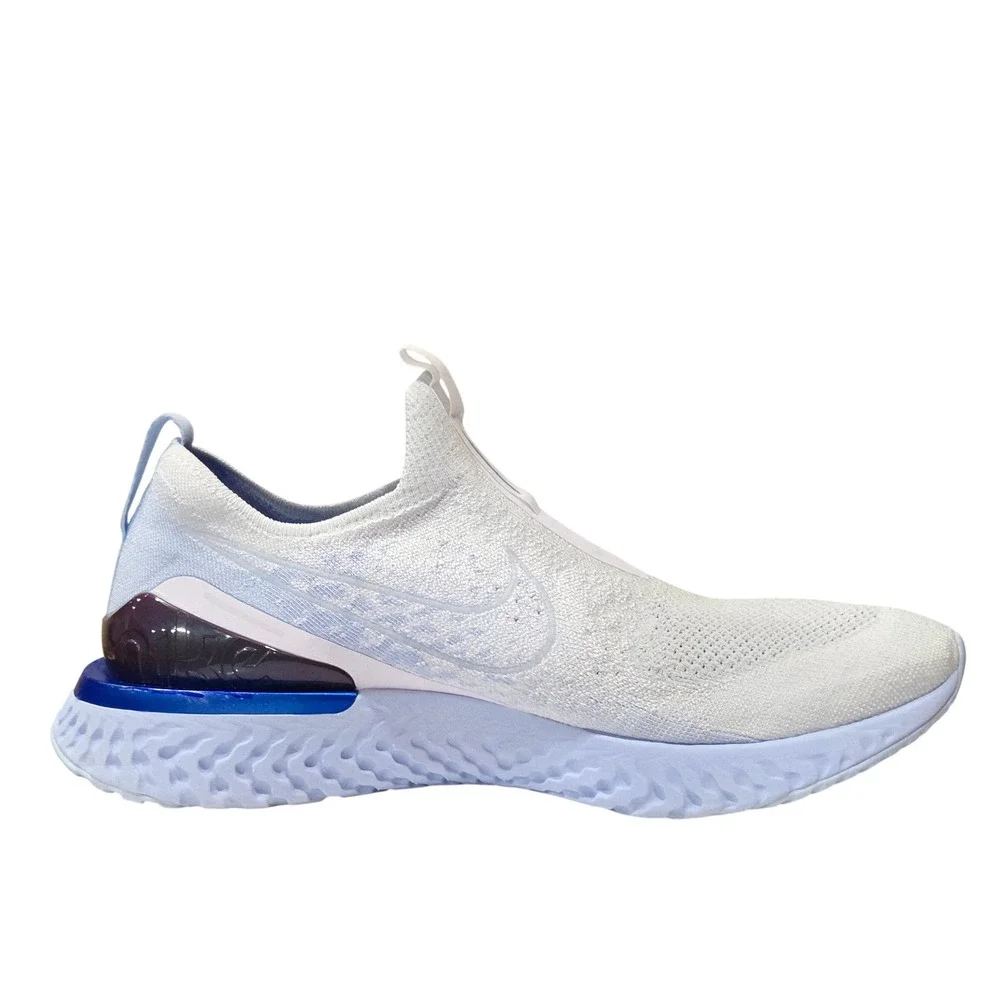Nike Epic React Flyknit Phantom Mens 13 White Blue BV0417-101 Laceless Running